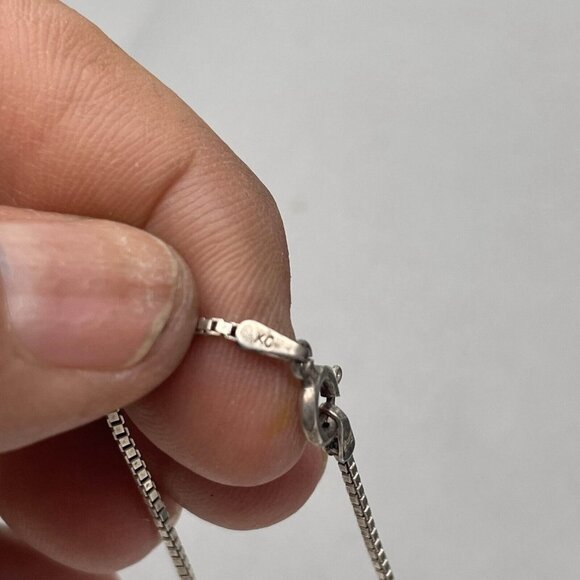 KC 925 Sterling Silver Garnet Pendant Box Chain Necklace Spring Ring Closure - Picture 9 of 11